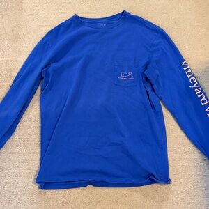 Vineyard Vines Blue Long Sleeve Tee with Whale Logo